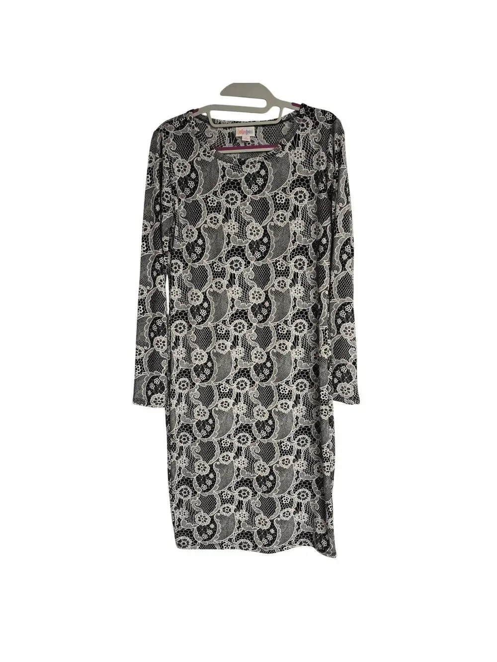 Women's Lularoe Black & White Floral Long Sleeve Midi Dress - Size Small